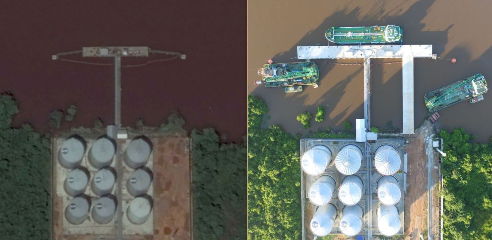 Aerial Photos of the Jetty Before and After Expansion