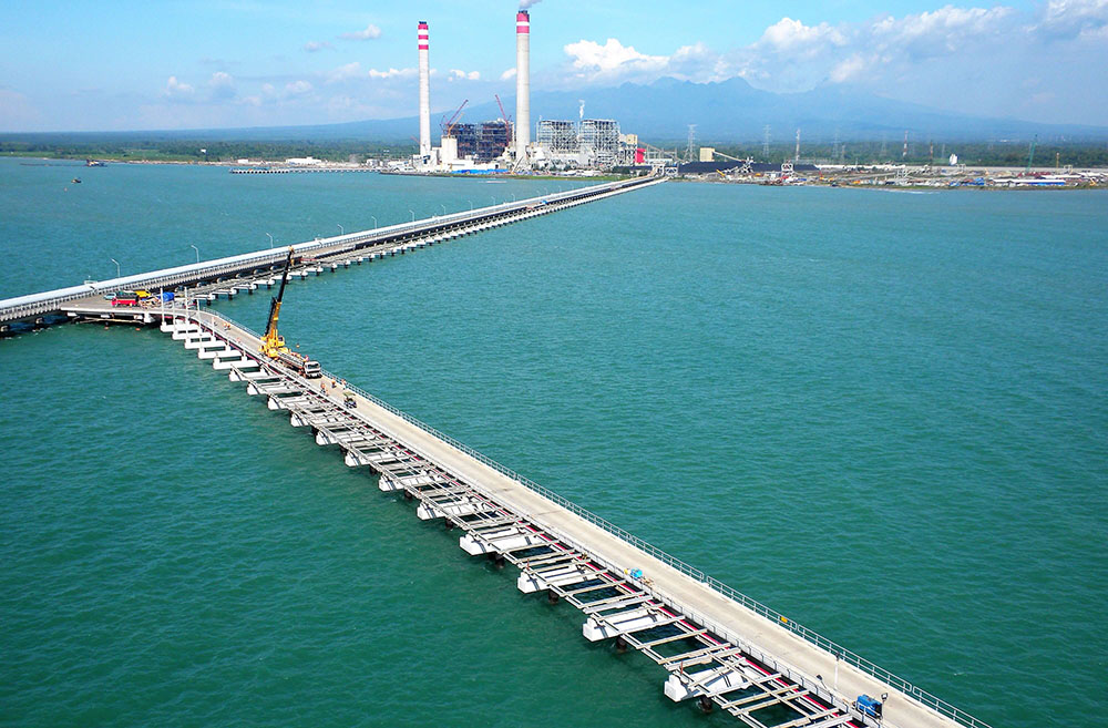 The Very Long Trestle of the Jetty Ready for Conveyor Installation