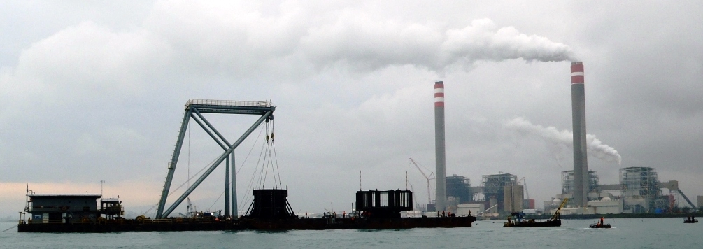 Cooling Water Intake Head Being Lowered to Its Final Resting Place on the Sea Bed